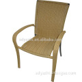 plastic outdoor chair in yellow flat wicker without cushion for garden hotel use